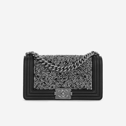 Chanel Boy Bag Lambskin Black Shoulder Bag Style 48