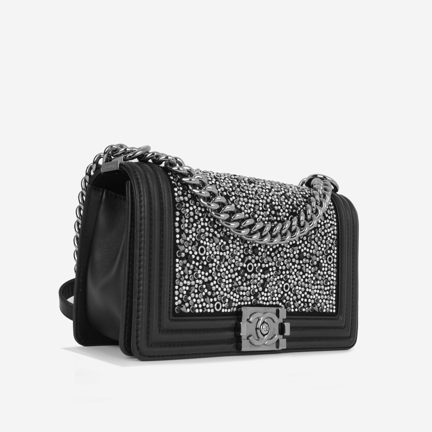 Chanel Boy Bag Lambskin Black Shoulder Bag Style 48
