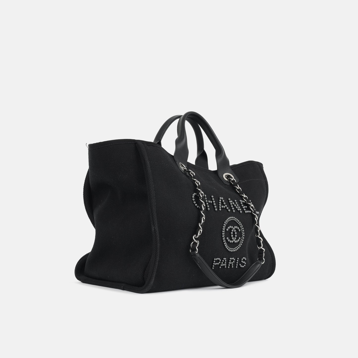 Chanel Deauville Lambskin Black Tote Bag Style 4