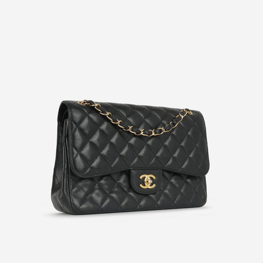 Chanel Classic Flap Lambskin Black Shoulder Bag Style 303