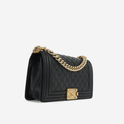 Chanel Boy Bag Lambskin Black Shoulder Bag Style 47