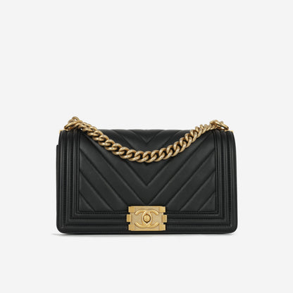 Chanel Boy Bag Lambskin Black Shoulder Bag Style 46