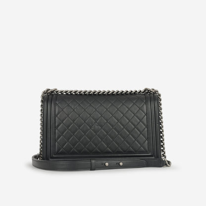 Chanel Boy Bag Lambskin Black Shoulder Bag Style 15