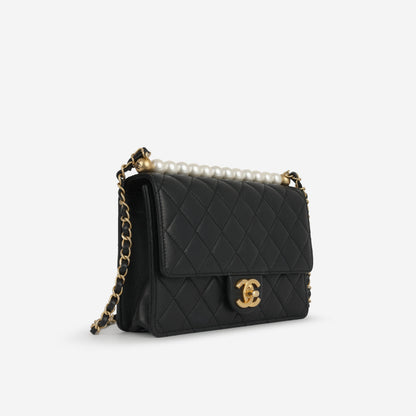 Chanel Classic Flap Lambskin Black Shoulder Bag Style 317