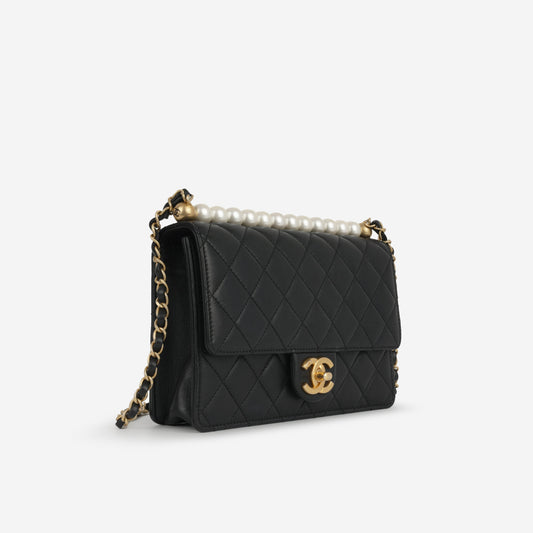 Chanel Classic Flap Lambskin Black Shoulder Bag Style 317