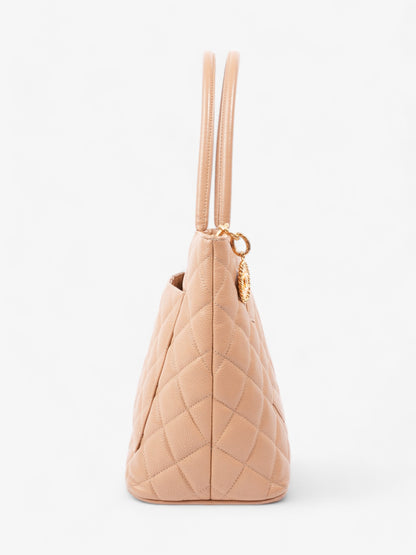 Chanel Medallion Tote Beige Caviar Leather
