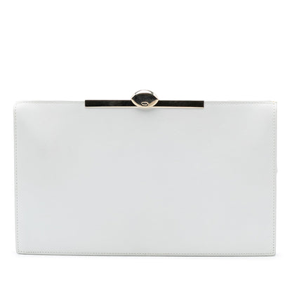 White Dior Leather Clasp Clutch