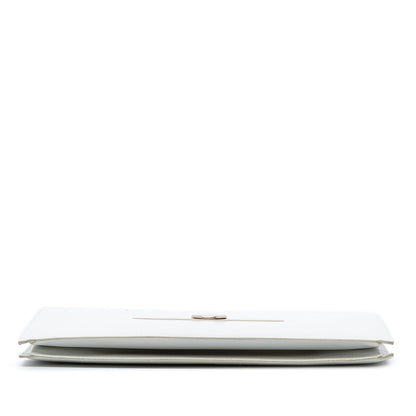 White Dior Leather Clasp Clutch
