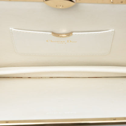 White Dior Leather Clasp Clutch