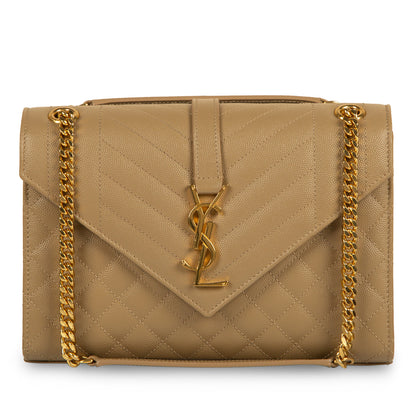 Saint Laurent Envelope Matelassé Beige Shoulder Bag