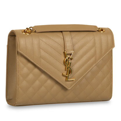 Saint Laurent Envelope Matelassé Beige Shoulder Bag