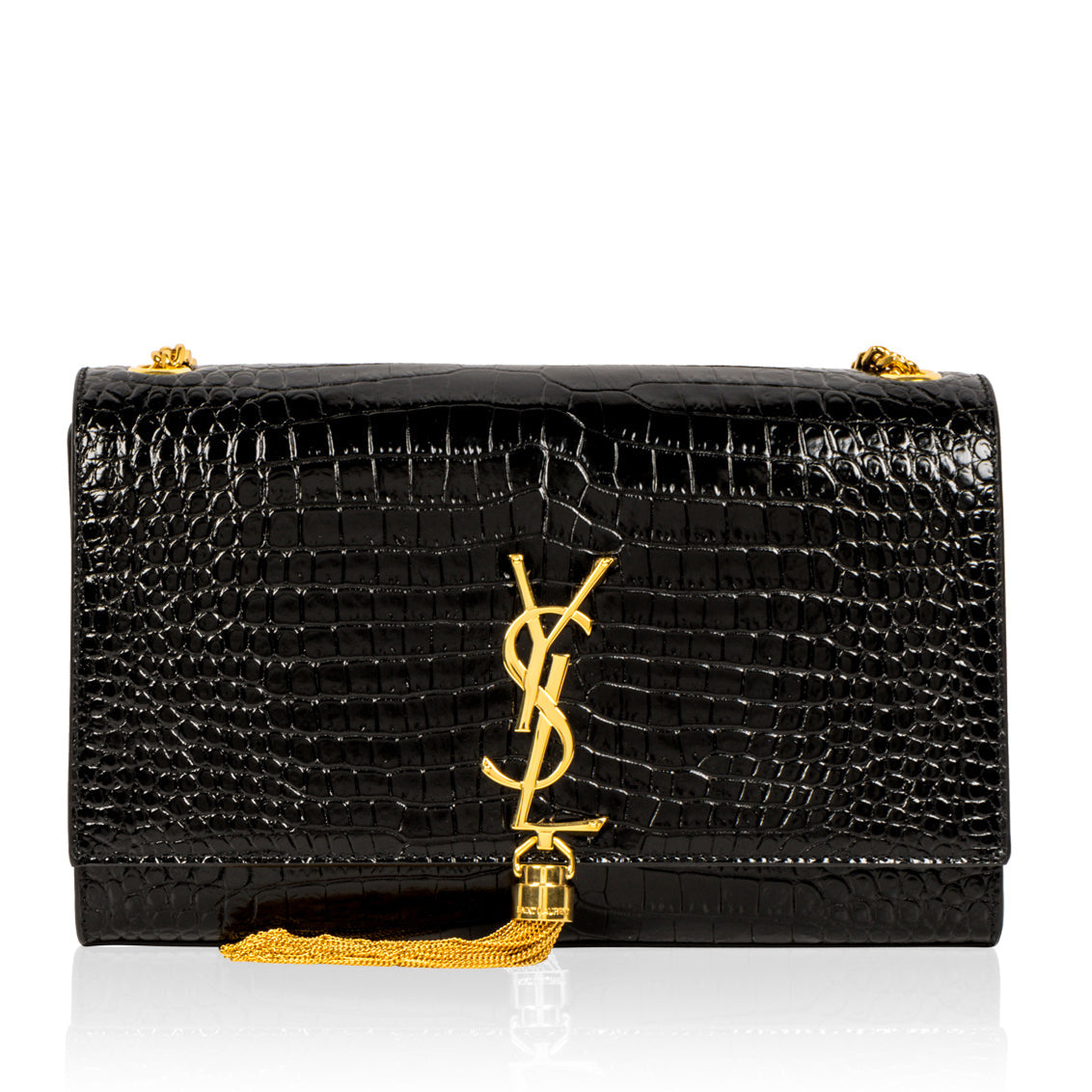 Saint Laurent Kate Crocodile Red Shoulder Bag