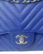 Chanel 2019 Bright Blue Caviar Chevron Quilted Jumbo Double Flap Timeless Classic Bag Shw