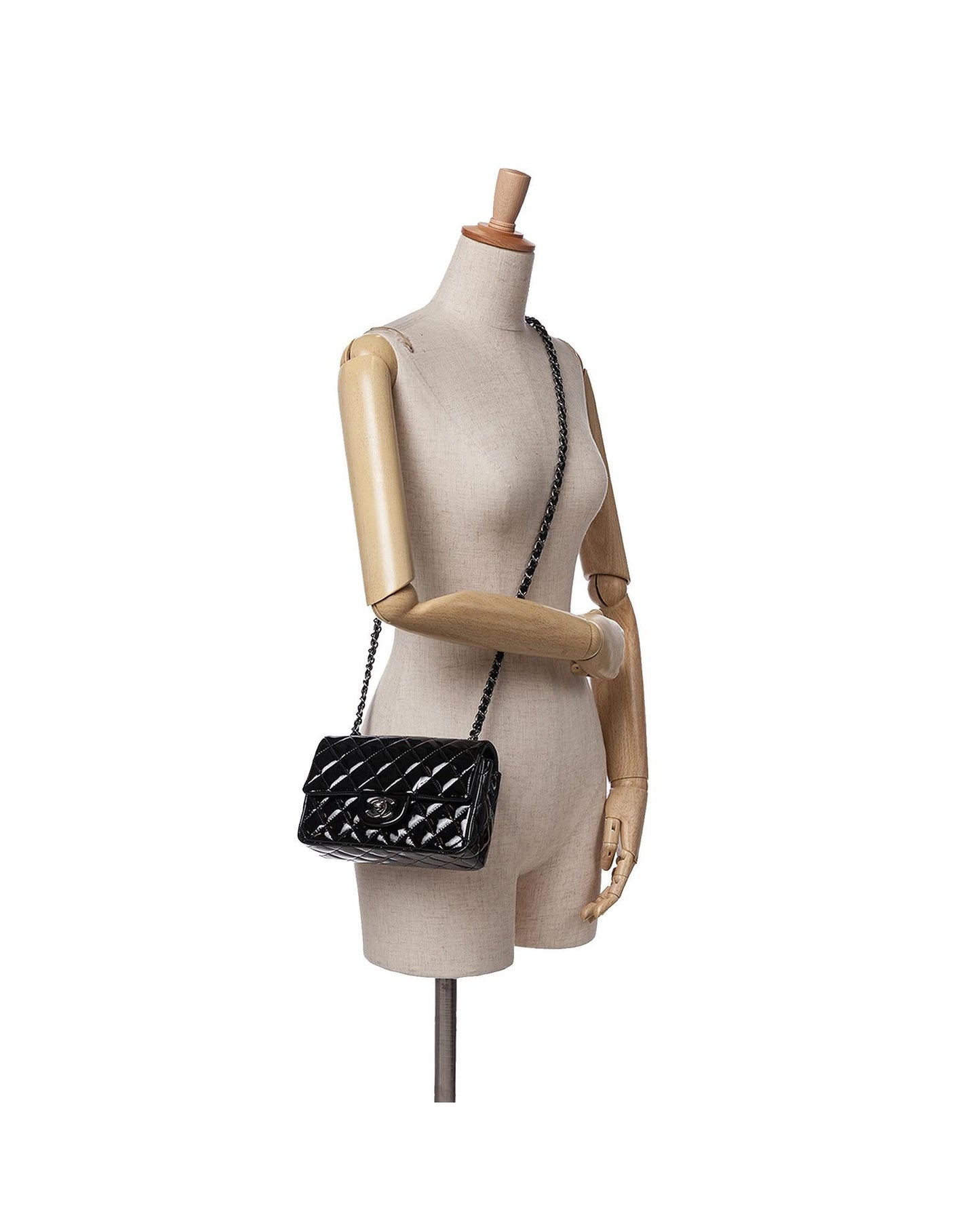 Mini Rectangular Classic Patent Single Flap Crossbody Bag with Chain Strap
