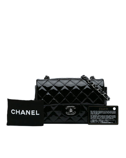 Mini Rectangular Classic Patent Single Flap Crossbody Bag with Chain Strap