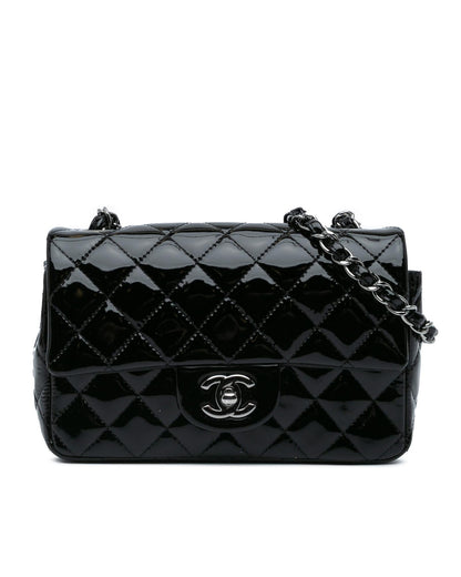 Mini Rectangular Classic Patent Single Flap Crossbody Bag with Chain Strap