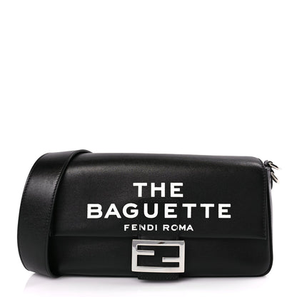 Fendi FENDI X MARC JACOBS Nappa Logo Medium Baguette Black