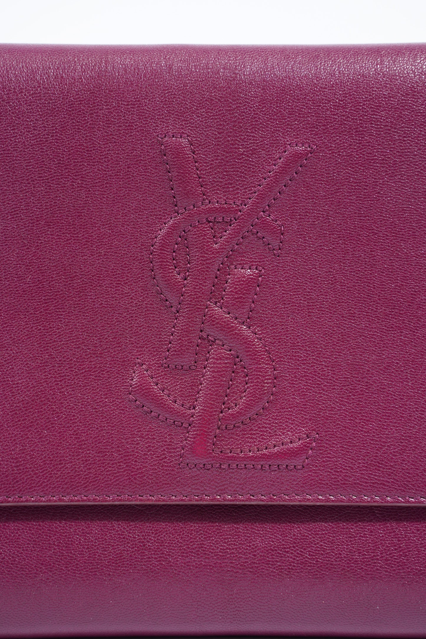 Saint Laurent Flap Clutch Purple Leather