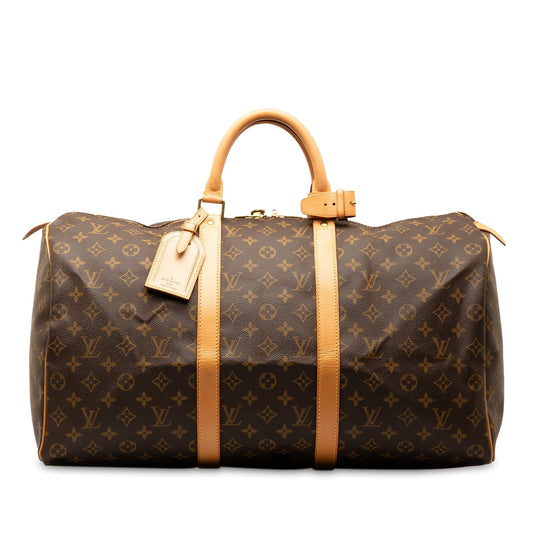 Brown Louis Vuitton Monogram Keepall 50 Travel Bag