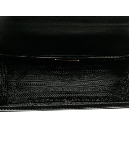 Saffiano Leather Crossbody Bag with Chain Strap and Snap Closure