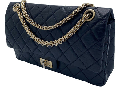 Chanel Black Quilted Aged Calfskin 2 55 Reissue 225 Small Double Flap Bag Gold Hardware