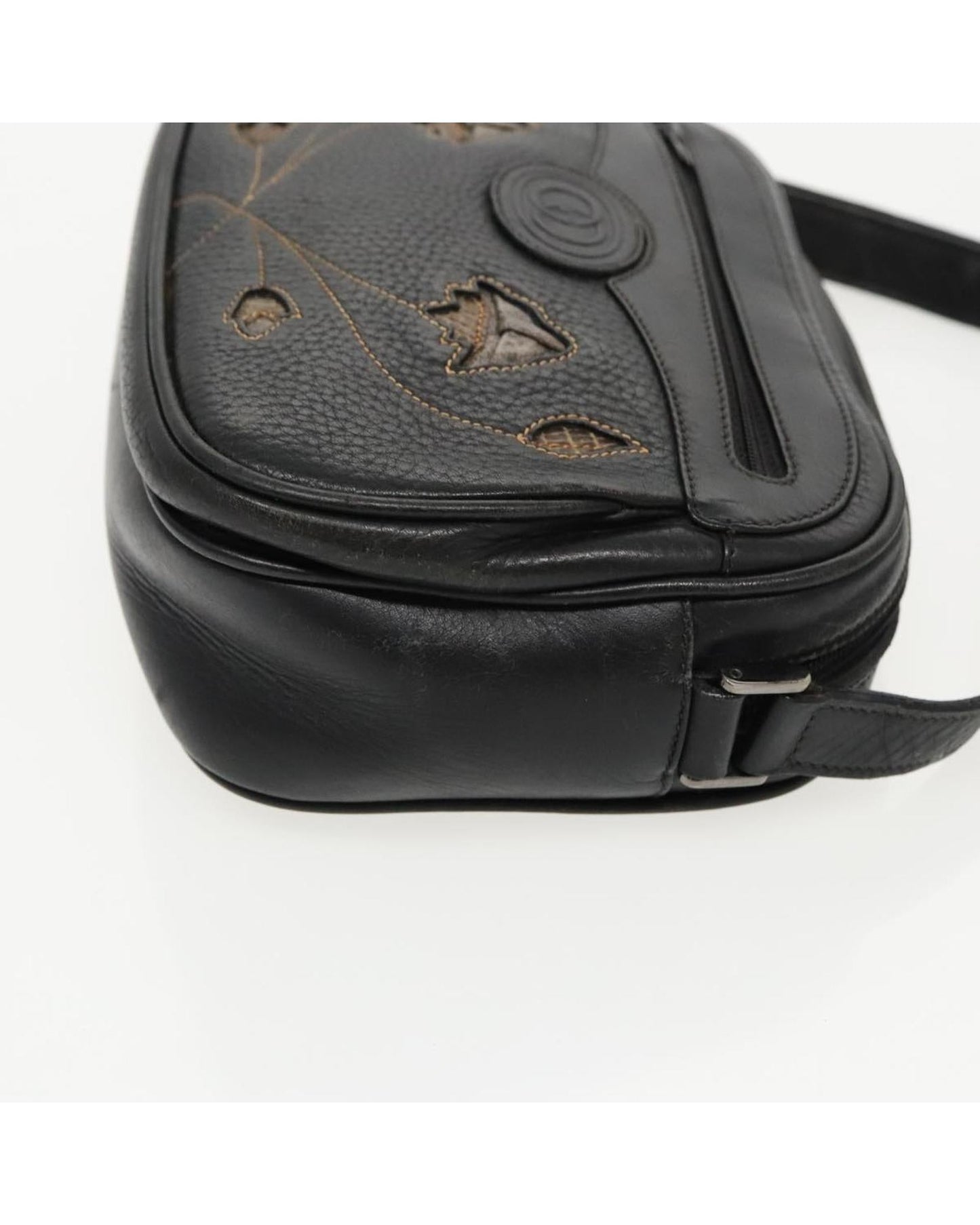 Floral Embroidered Leather Crossbody Bag