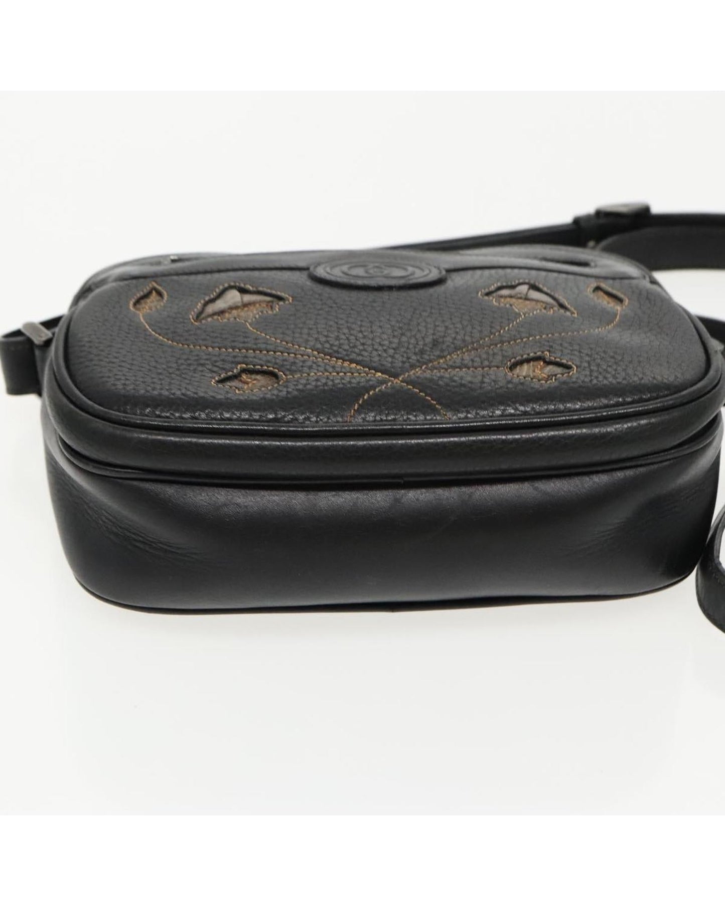 Floral Embroidered Leather Crossbody Bag