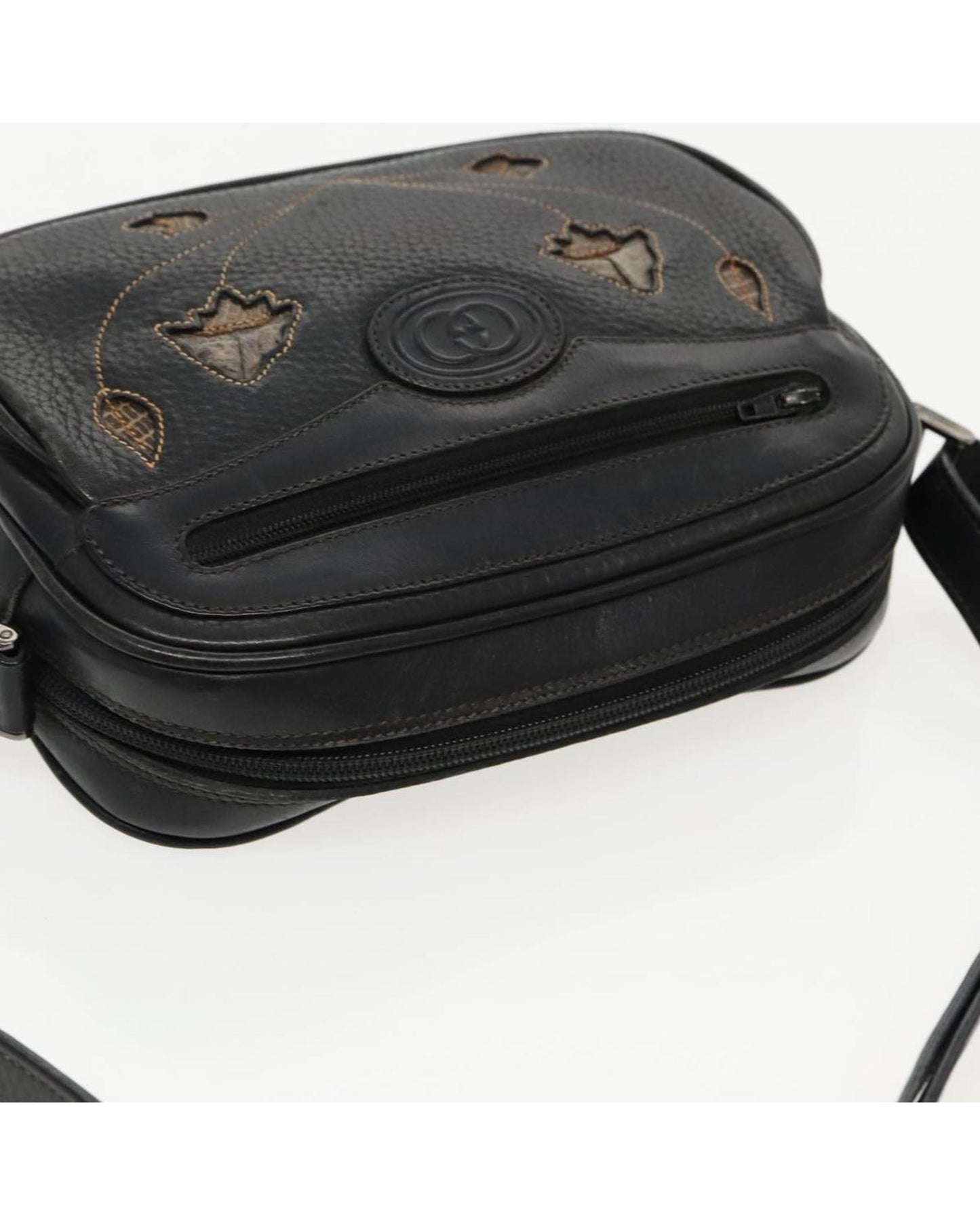 Floral Embroidered Leather Crossbody Bag