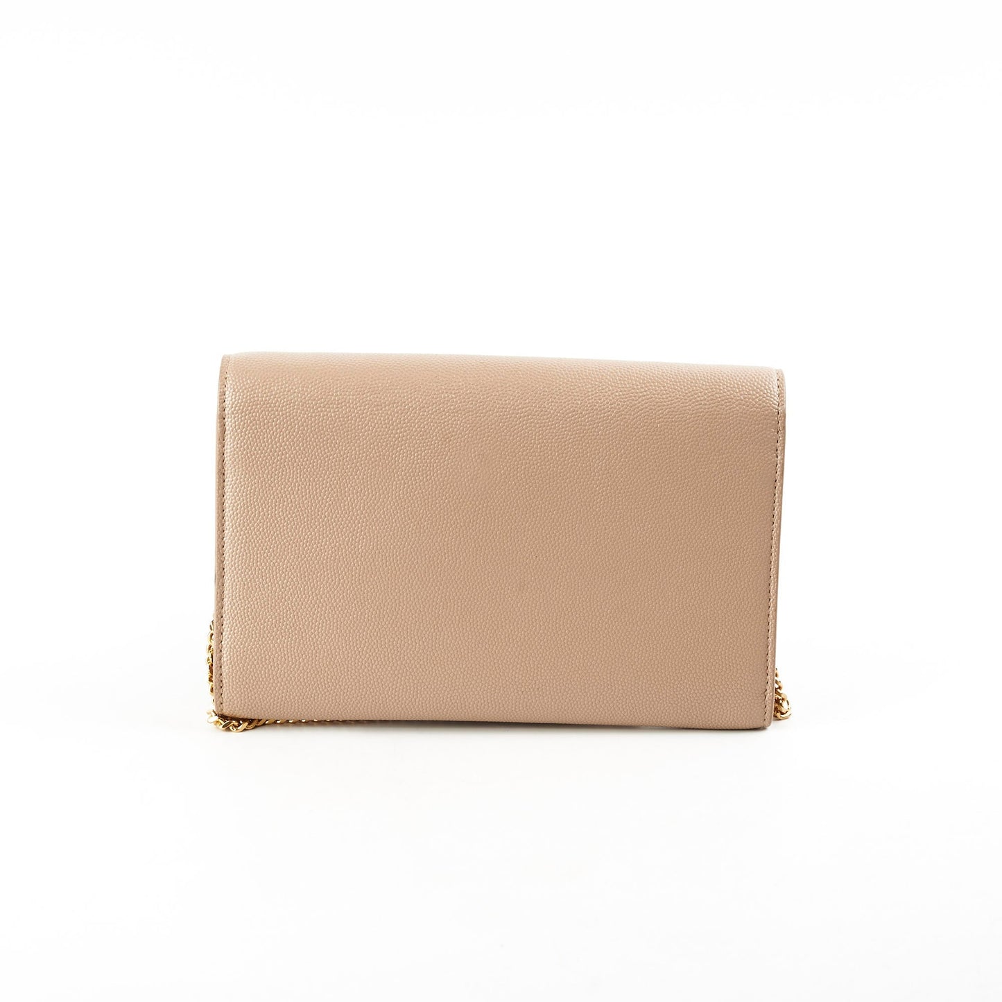 Saint Laurent Uptown Pouch In Grain With Chain Beige