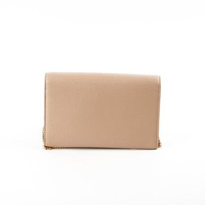 Saint Laurent Uptown Pouch In Grain With Chain Beige