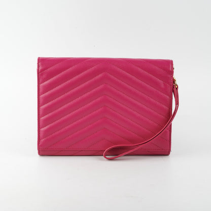 Saint Laurent Luxury Leather Red Clutch Style 2