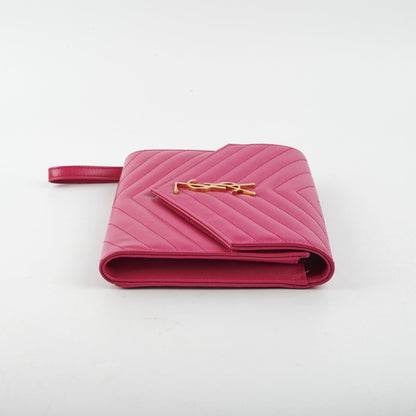 Saint Laurent Luxury Leather Red Clutch Style 2