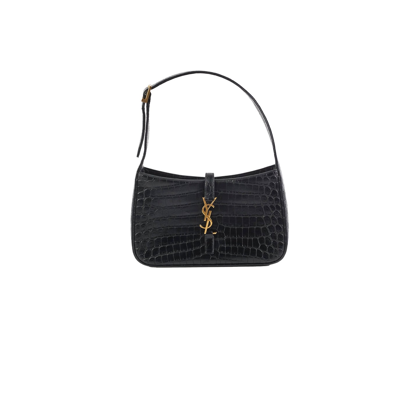Item 9 - Saint Laurent Le5 A 7 Croc Embossed Black