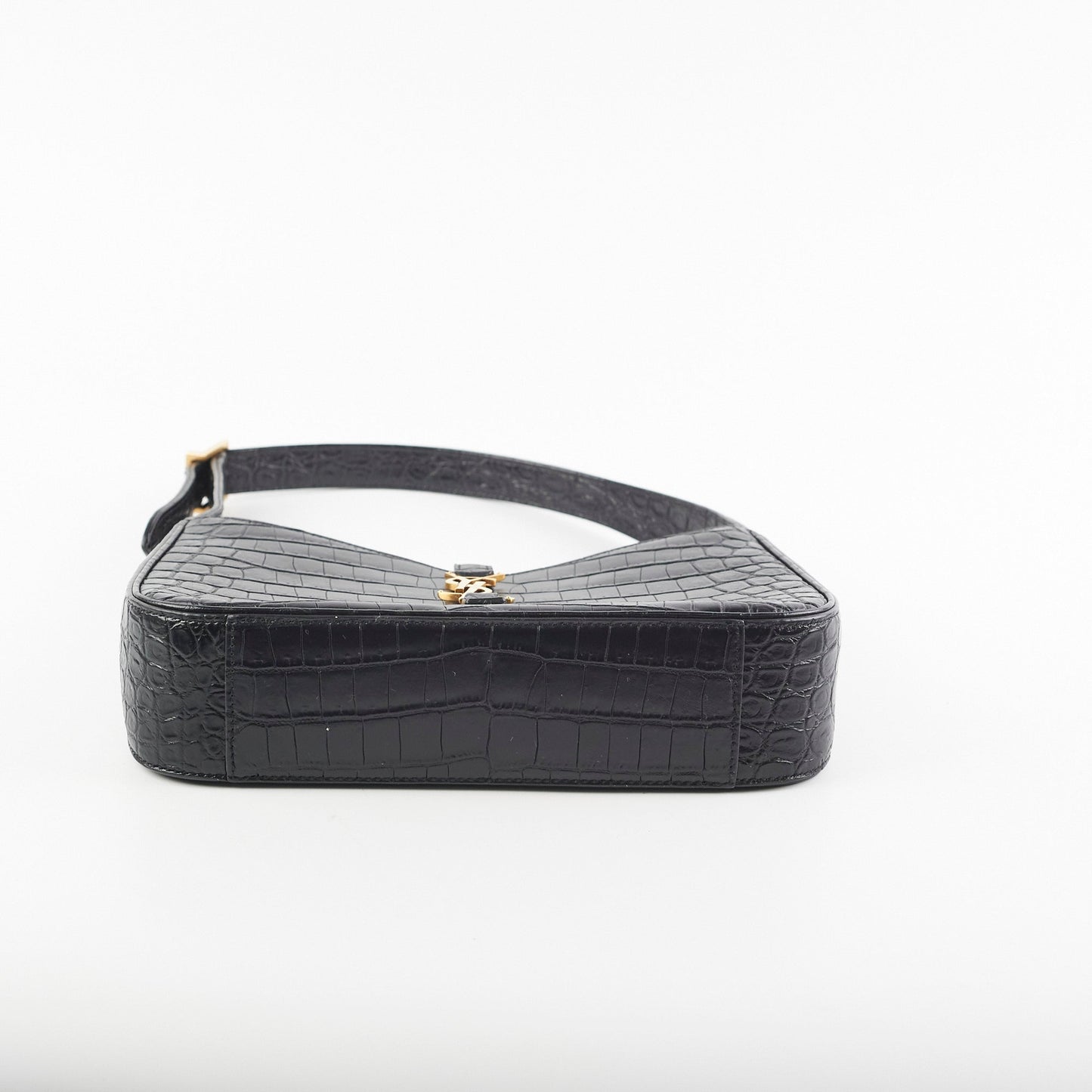 Item 9 - Saint Laurent Le5 A 7 Croc Embossed Black