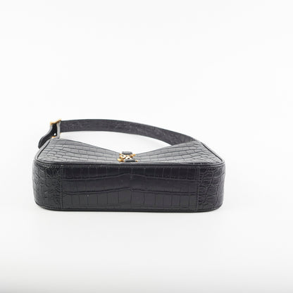Item 9 - Saint Laurent Le5 A 7 Croc Embossed Black