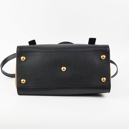 Saint Laurent M Calfskin Black And Beige Shoulder Bag