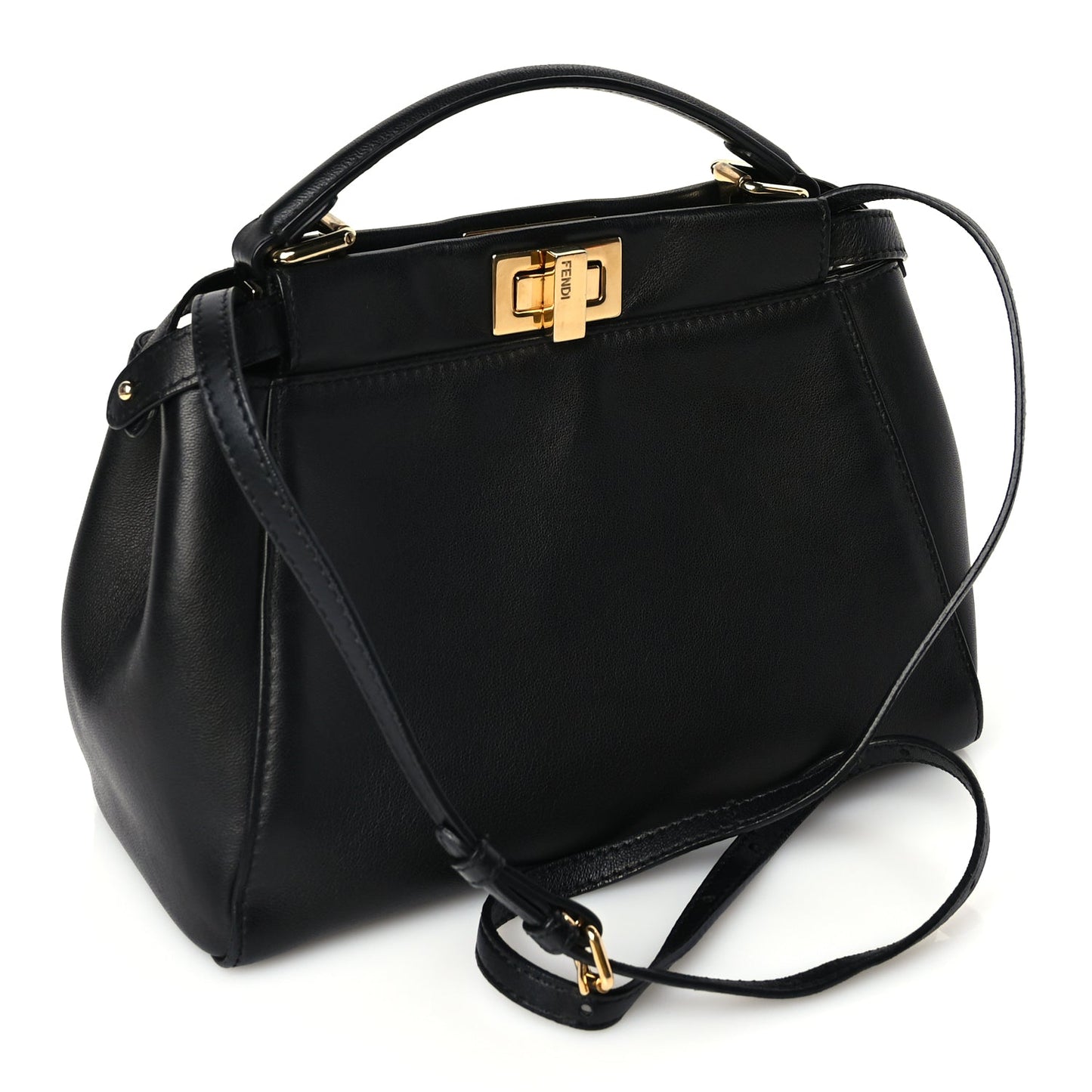 Fendi Nappa Mini Peekaboo Iconic Satchel Black