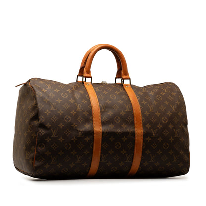 Brown Louis Vuitton Monogram Keepall 50 Travel Bag