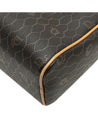 Honeycomb Coated Canvas Crossbody Bag with Leather Trim and Multiple Pockets