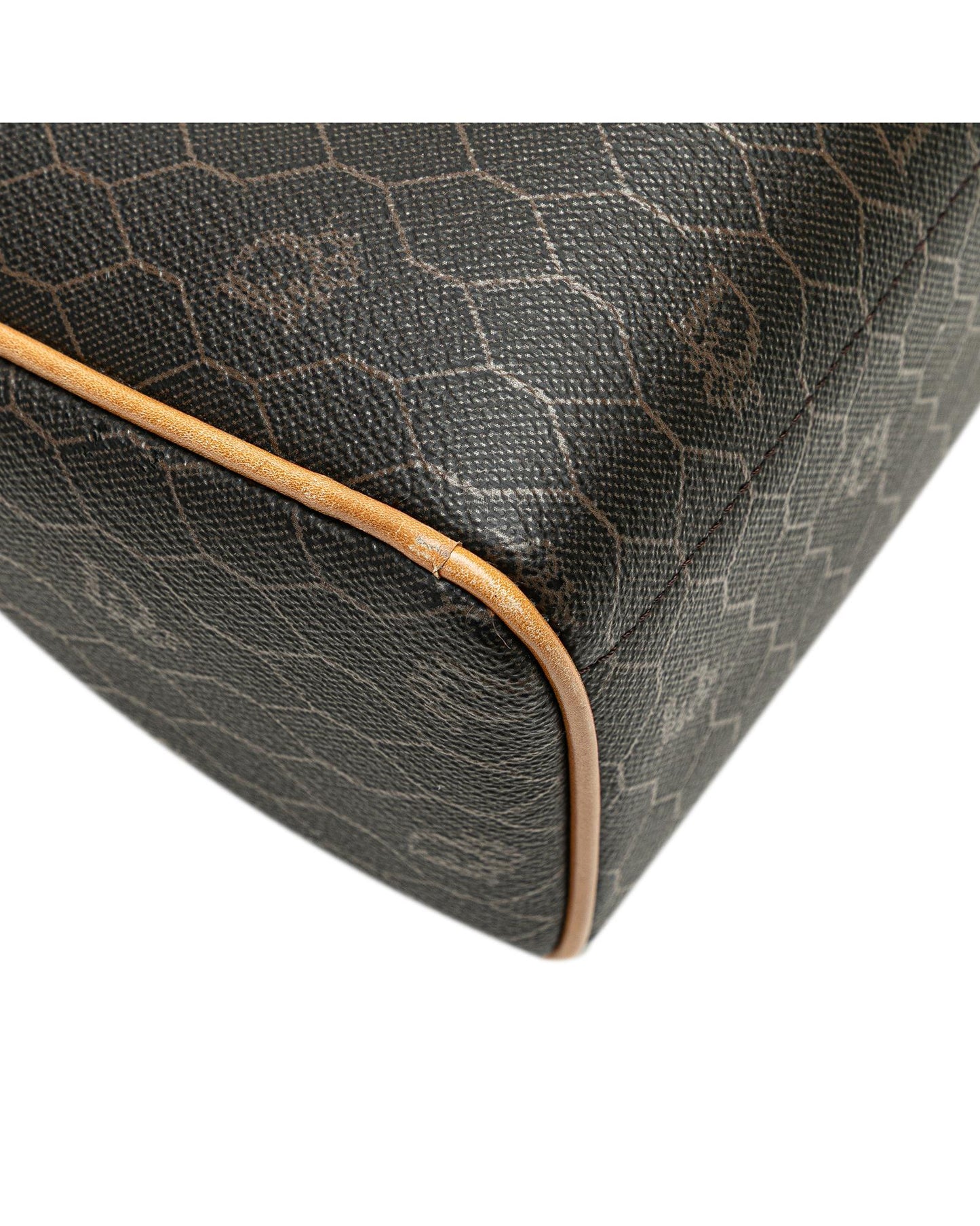 Honeycomb Coated Canvas Crossbody Bag with Leather Trim and Multiple Pockets