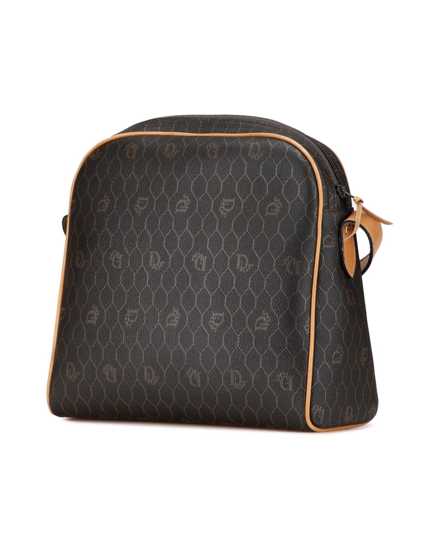 Honeycomb Coated Canvas Crossbody Bag with Leather Trim and Multiple Pockets