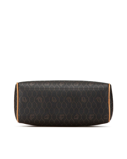 Honeycomb Coated Canvas Crossbody Bag with Leather Trim and Multiple Pockets