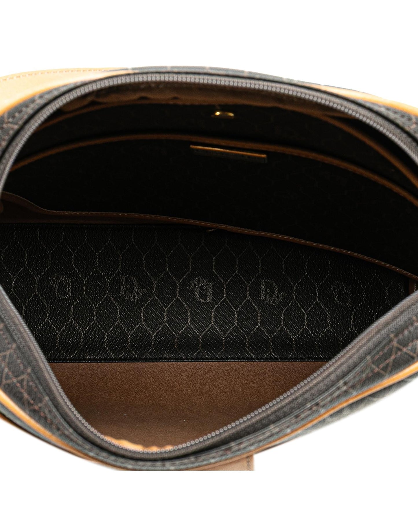 Honeycomb Coated Canvas Crossbody Bag with Leather Trim and Multiple Pockets