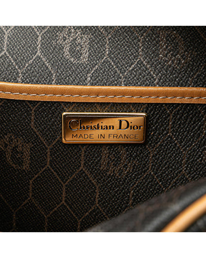 Honeycomb Coated Canvas Crossbody Bag with Leather Trim and Multiple Pockets