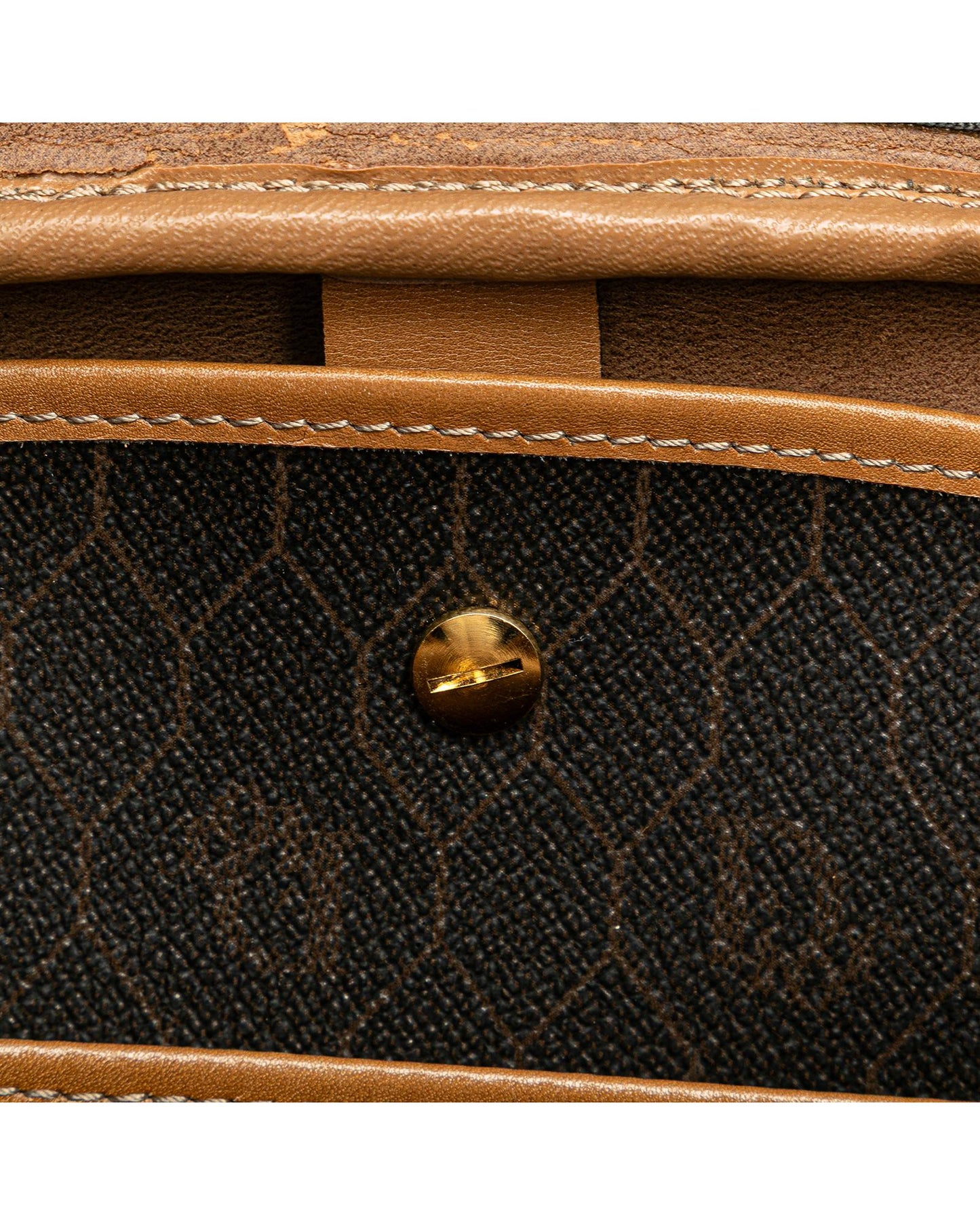 Honeycomb Coated Canvas Crossbody Bag with Leather Trim and Multiple Pockets