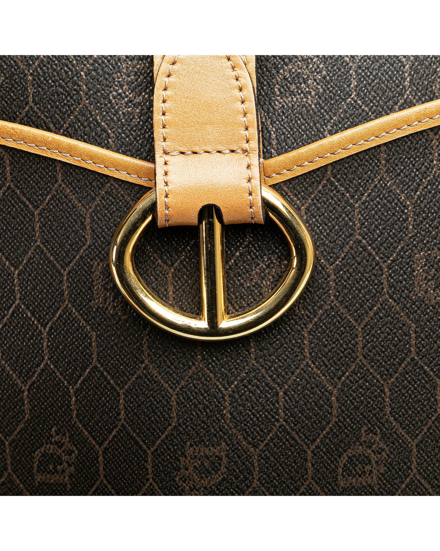 Honeycomb Coated Canvas Crossbody Bag with Leather Trim and Multiple Pockets