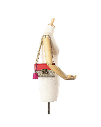 Small Supreme Padlock Crossbody Bag with Chain Strap and Leather Flap