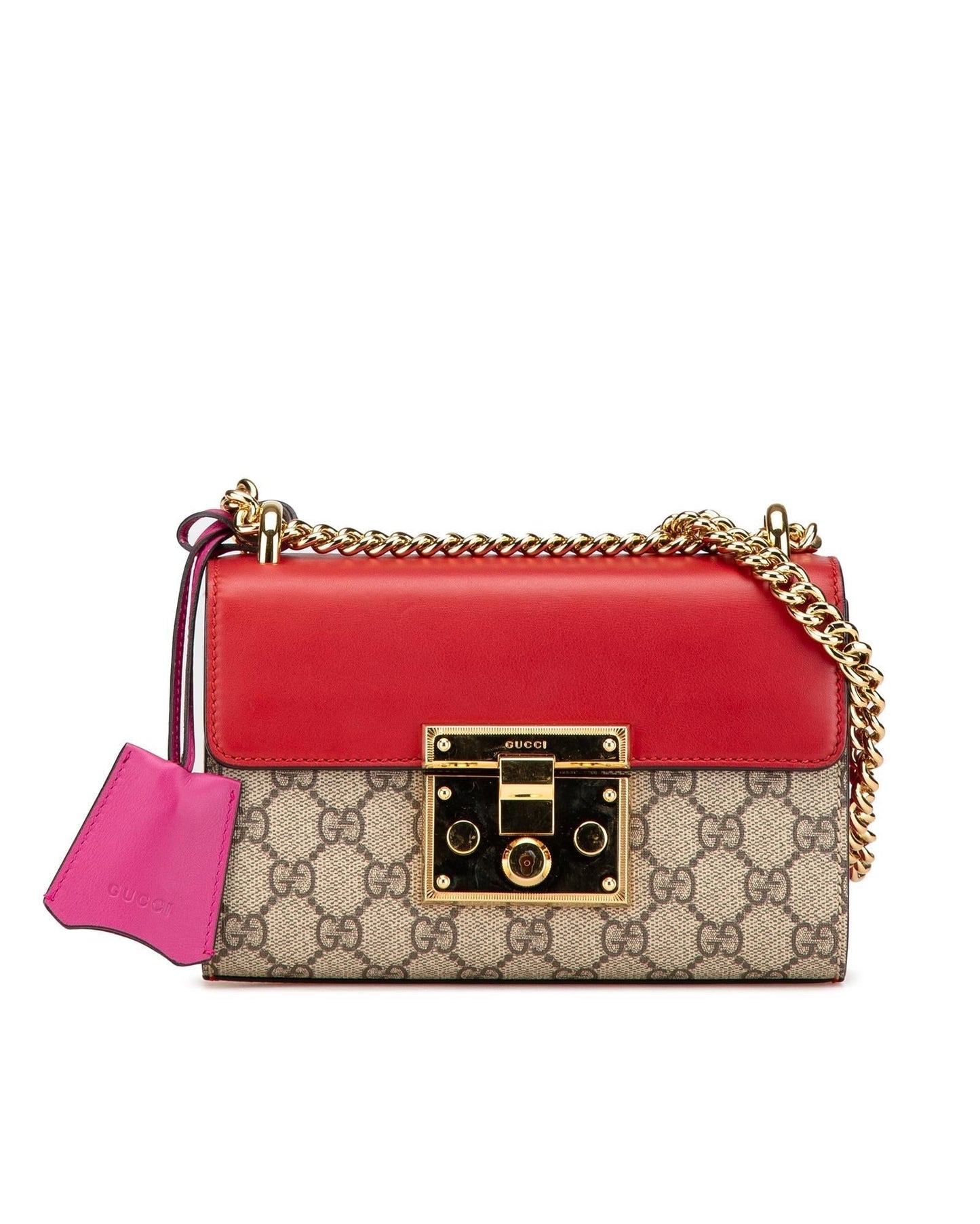 Small Supreme Padlock Crossbody Bag with Chain Strap and Leather Flap