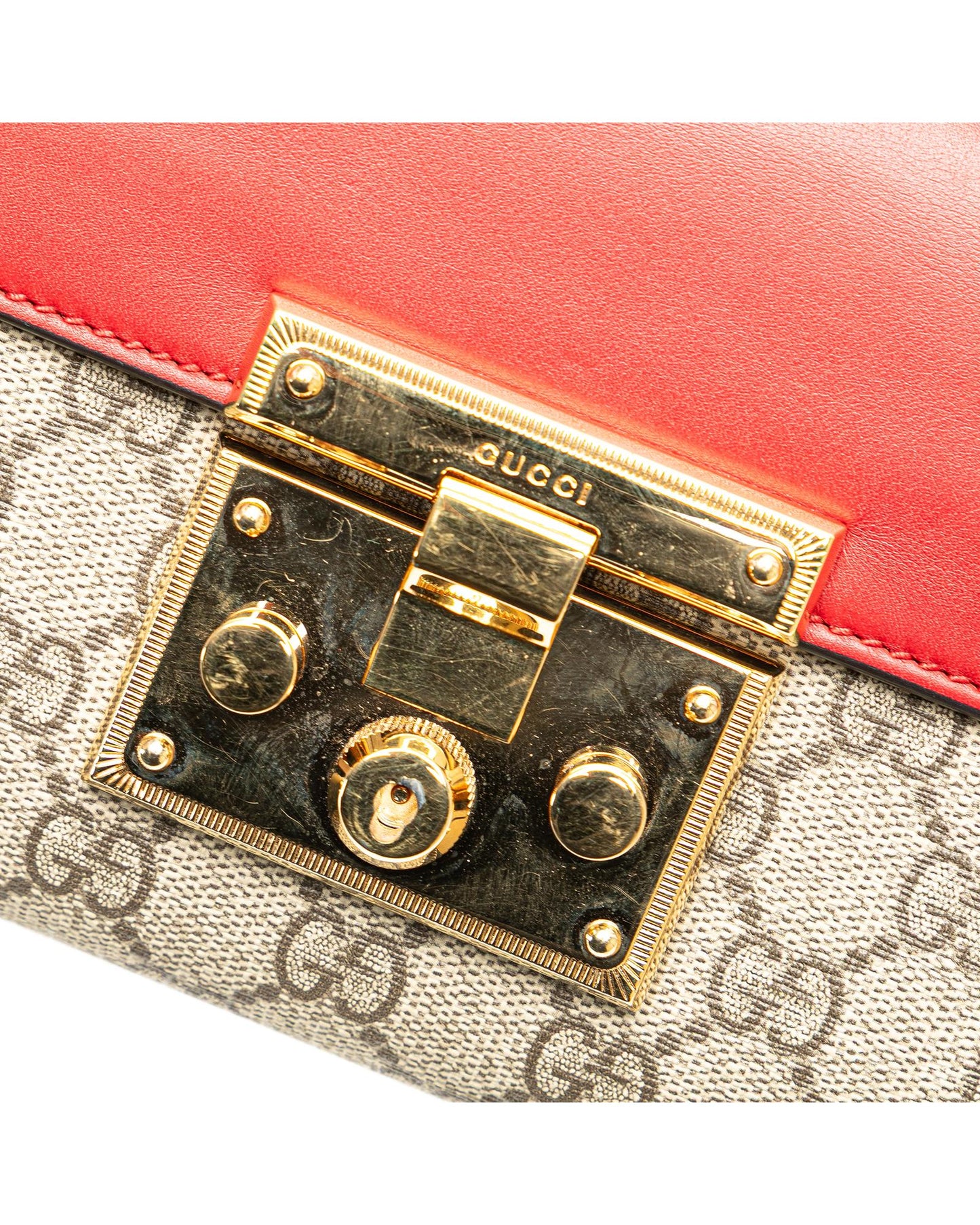 Small Supreme Padlock Crossbody Bag with Chain Strap and Leather Flap