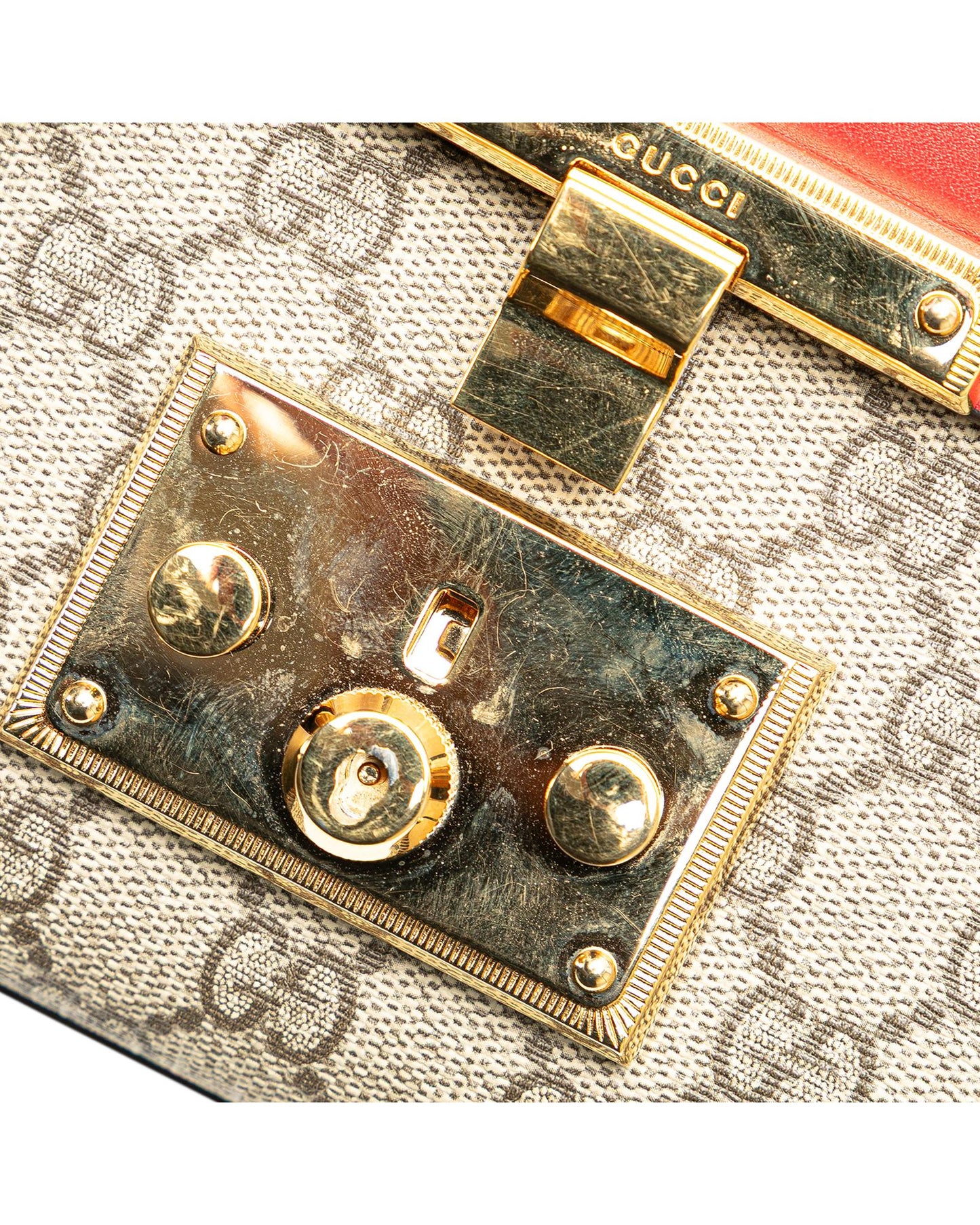 Small Supreme Padlock Crossbody Bag with Chain Strap and Leather Flap